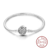 Bracelet Original 925 Sterling Silver Charm Bracelet 17-20CM Love Heart Pave Zirconia Bracelet for Women DIY Charm Jewelry Gifts