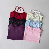 Seamless Nude Sports Bra Scrunch Push-up High Support Adjustable Thin Shoulder Strap Yoga Tank Top Women's Fitness Underwear Top