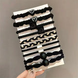 5/10/20pcs Simple Style Hair Tie Set Braided Hair Rope Heart Decor Scrunchies Elastic Ponytail Holder Hair Accessories For Women