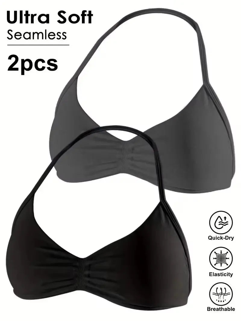 Women's High-Support Lace-Up Sports Bra - Thin-Strap Camisole, Seamless, Tight-Fit for Push-Up Training & Yoga, Gym Top