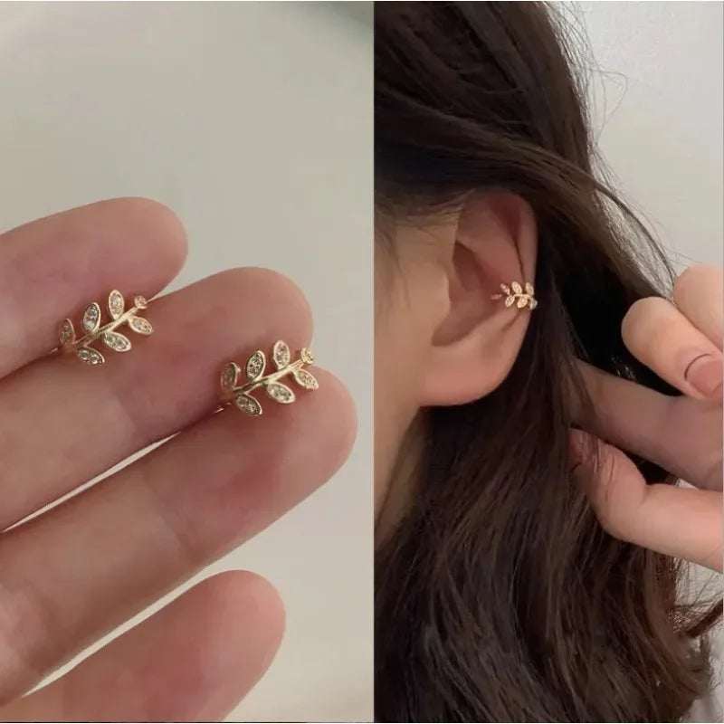 EVISPOL 1Pc Hot Sale Cute Metal Leaf Earcuff Clips On Earring for Women Fake Piercing Cartilage Earrings Ear Ring Without Hole