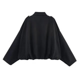 TFMLN Women Suede Bomber Jacket Spring New Fashion Long Sleeve Zipper Oversize Solid Bomber Coat Chic Lady 2025 Streetwear