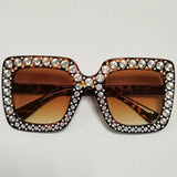 Diamond Oversized Sunglasses Big Square Frame Sunglasses UV400 Crystal Eyewear Retro Rhinestone Frames Eyeglasses