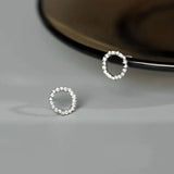 Delicate Small Circle Stud Earrings for Women Gold Color Crystal Minimalist Korean Party Summer Fashion Jewelry Accessories