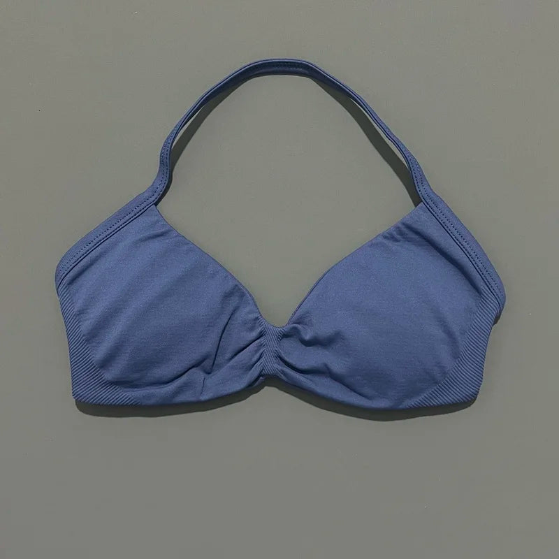 HISTELLO Impact Strappy Bra Women Seamless Gym Underwear High Support Halter Sexy Sports Clothing Push-up Yoga Workout Tank Top