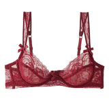 Sexy Ultra-thin Lace Bras Women's Push Up Summer Breathable Bra Hollow Out Gathered Underwear French Elegant Bow Underwire