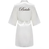 Grass Green Women's White Letter Bride Bridesmaid Short Satin Robes for Wedding Party Getting Ready