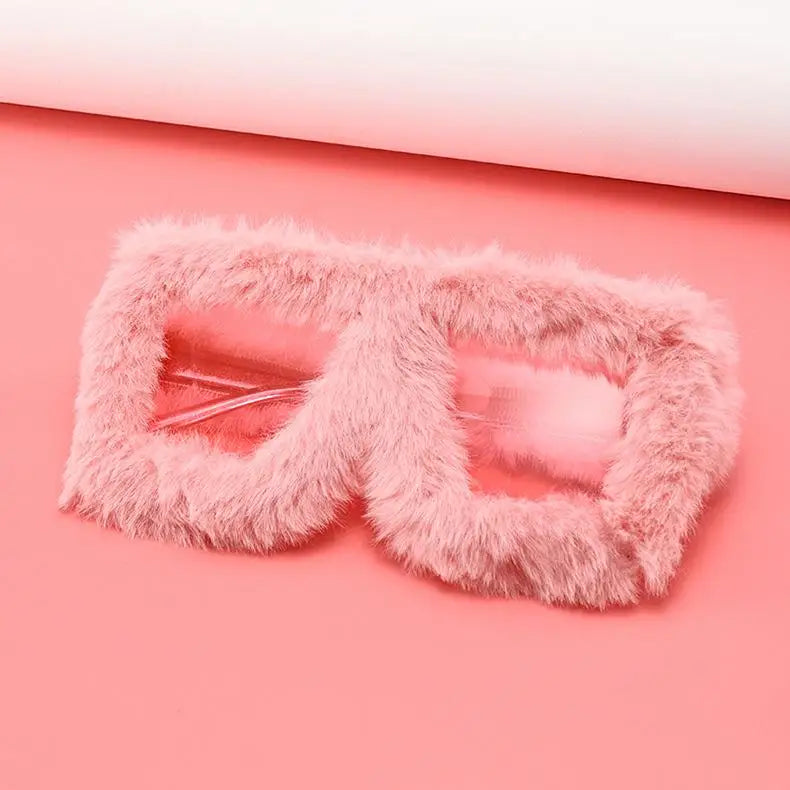 Y2K Oversized Plush Sunglasses Style Soft Fluffy Winter Shades Party Christmas Halloween Cosplay Novelty Glasses for Women