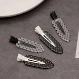 4Pcs Black White Polka Dot Acrylic Hair Clips Secure Hold Suitable for Daily Wear Bb Hairclip Party Outfits Hair Accessories