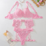 Pure desire hollow out three piece set, complex craftsmanship embroidery hollow out gathering fun set