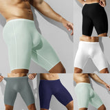 1pc Men Ice Silk Boxers Shorts Sports Long Leg Shorts Underwear Thin Seamless Anti-wear Panties Breathable Comfortable Underpant