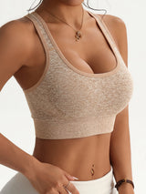 Women's Seamless Sports Bra Set, 3 Colors Racerback Workout Yoga Top with Back Cutout, Breathable Gym Fitness Crop Top