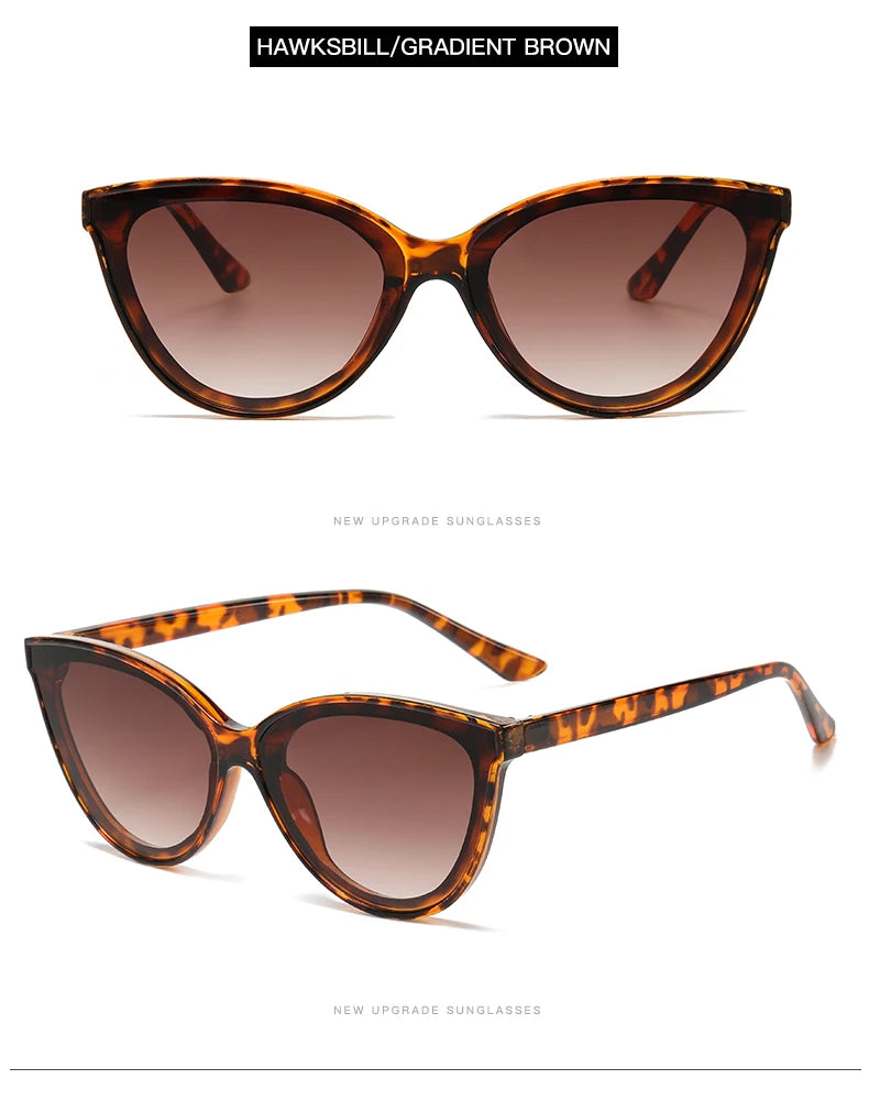 Large Frame Cat Eye Sunglasses Women New Retro Minimalist Style Gradient Sun Glasses High Quality Eyeglasses UV400