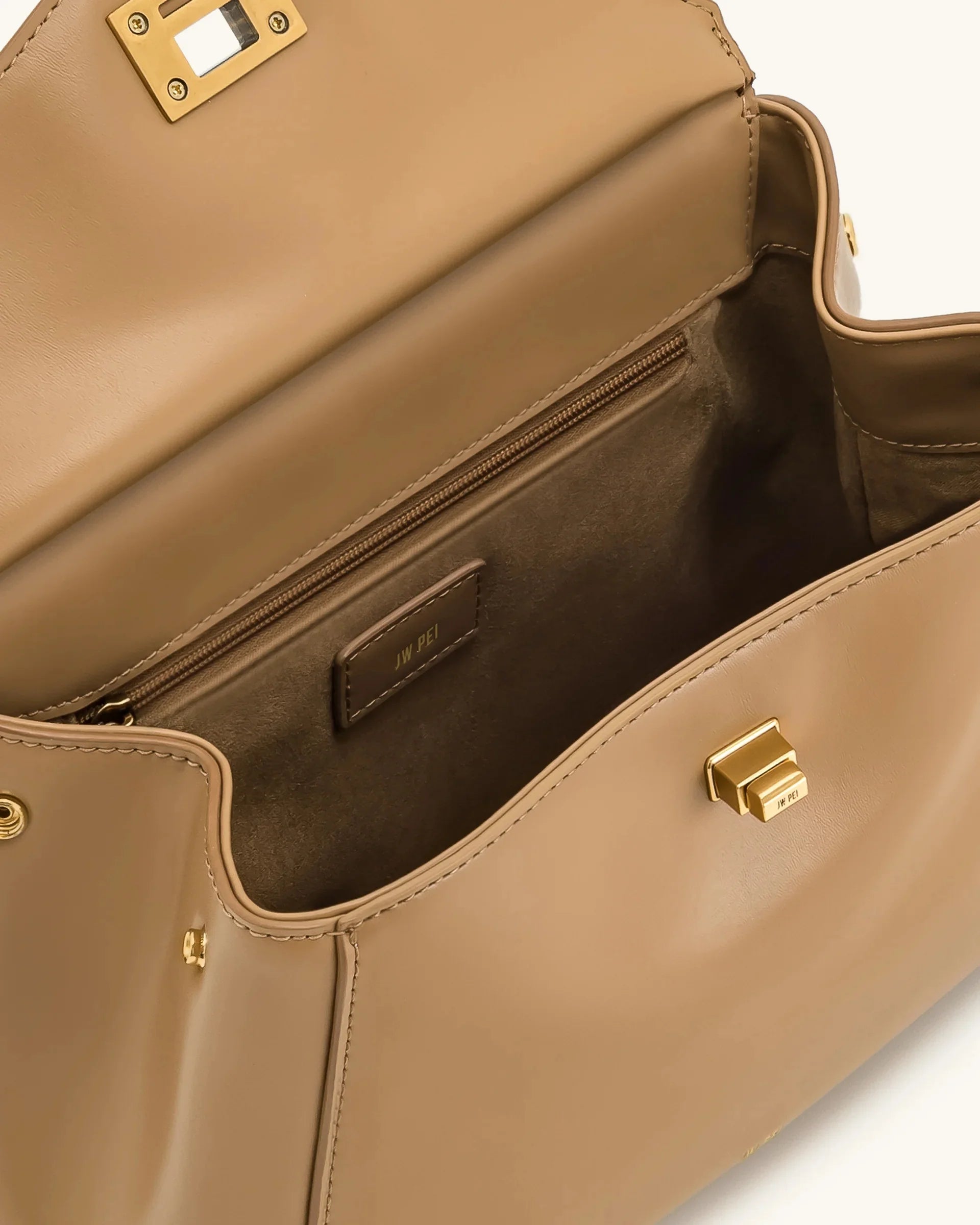 JW PEI Lucia Top-Handle Bag Luxury Designer Crossbody Shoulder Bag for Women Elegant Turn Lock Vegan Leather Messenger Purse