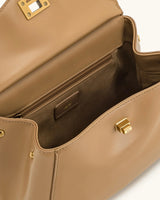 JW PEI Lucia Top-Handle Bag Luxury Designer Crossbody Shoulder Bag for Women Elegant Turn Lock Vegan Leather Messenger Purse