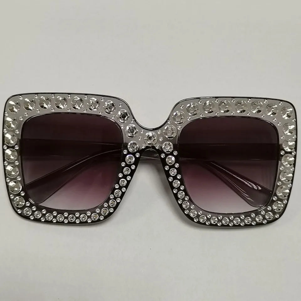 Diamond Oversized Sunglasses Big Square Frame Sunglasses UV400 Crystal Eyewear Retro Rhinestone Frames Eyeglasses