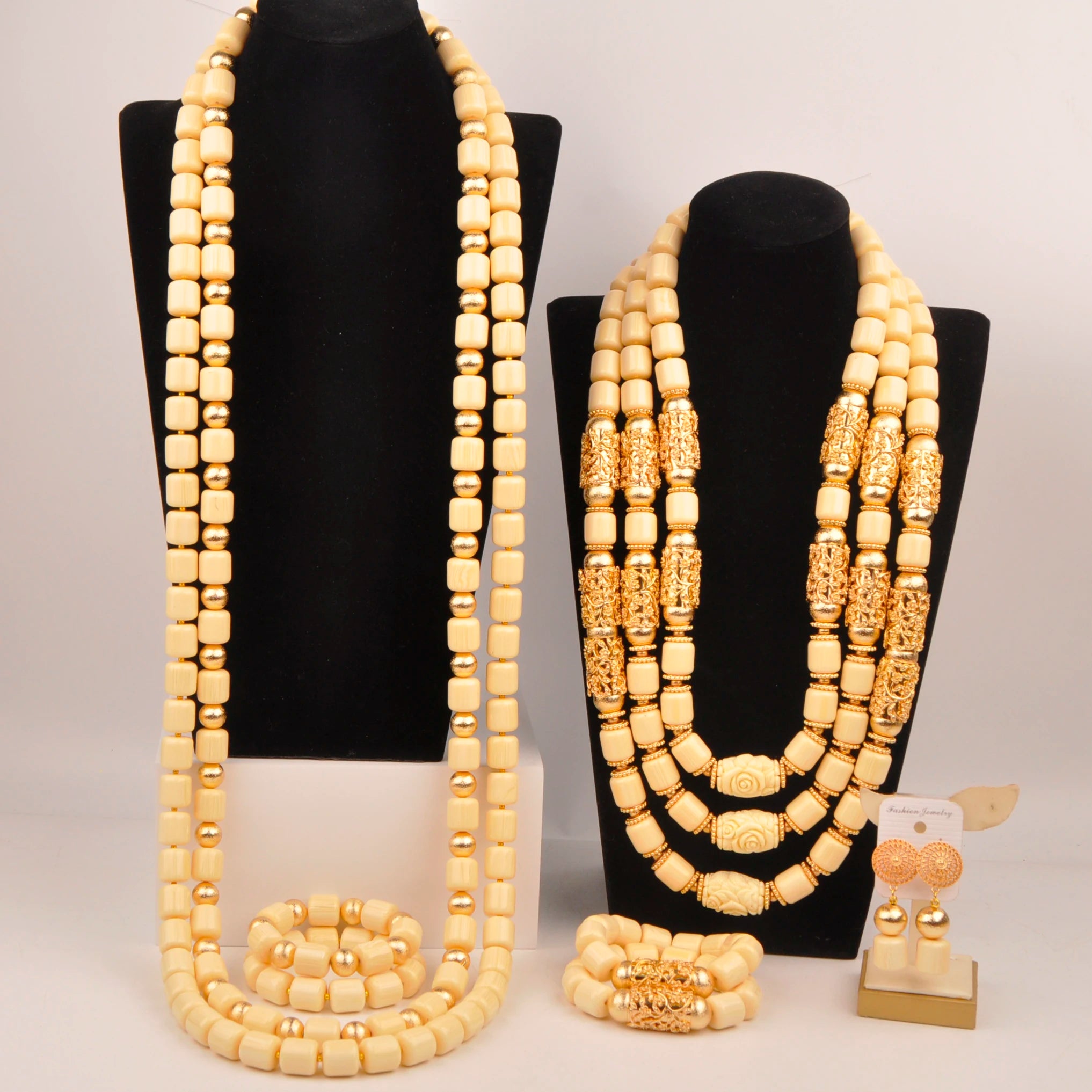 32inches 2Layers orange artifinal nigerian coral bead jewelry set wedding