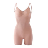 Flarixa Women's Low Back Seamless Bodysuit Tummy Control Hip Lifter Full Body Shaper Backless Shapewear Jumpsuit Slim Corset