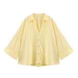 MUJER Striped Women's Shirt White Loose Casual Shirts for Women Summer Button up Shirts and Blouses Woman Wide Sleeve Ladies Top