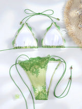 Sexy Hollow Lace Bikinis Patchwork Swimsuit Women Bathing Suits Bandage Swimwear Mujer Beachwear Triangle Bikini Set