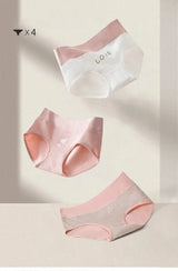 4Pcs Women's Panties High Waist Underwear Fashion Print Girls Briefs Breathable Cotton Panty Plus Size M-5XL Female Lingerie