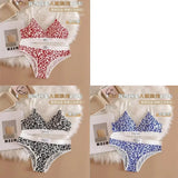 1/3/8Pcs Seamless Bra Set Low Waist Panties Leopard Bralette Sexy Lingerie Set Vneck Sport Brassiere Female Cotton Underwear Set