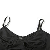 Y2K Black Bodysuit Women Hollow Out Sexy Sleeveless Tops Spaghetti Strap Streetwear Bodycon Jumpsuit Festival Aesthetic Clothes