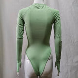 Women High Waist Jumpsuit Sexy Long Sleeve Bodysuit Club Top Goth Clothing Mock Neck Solid Costume Streetwear Party Body Outfit