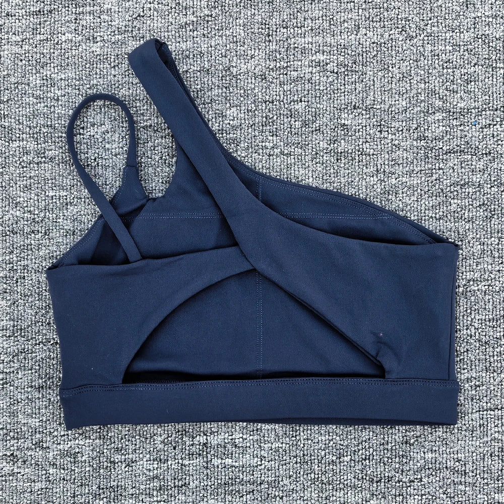 Women Shockproof Sport Bra Women's Beautiful Back Gym Sports Underwear Women Oblique Shoulder Straps Running Fitness Yoga Bra ﻿