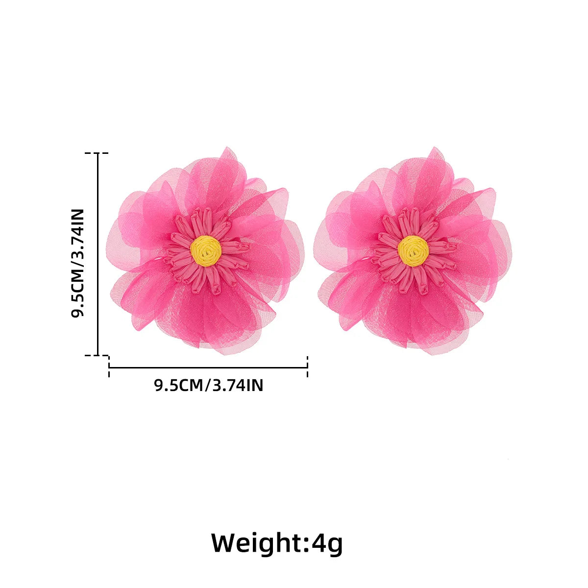 Chiffon flower multi-layer earrings, summer beach vacation style exaggerated earrings design, light luxury, niche