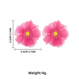 Chiffon flower multi-layer earrings, summer beach vacation style exaggerated earrings design, light luxury, niche