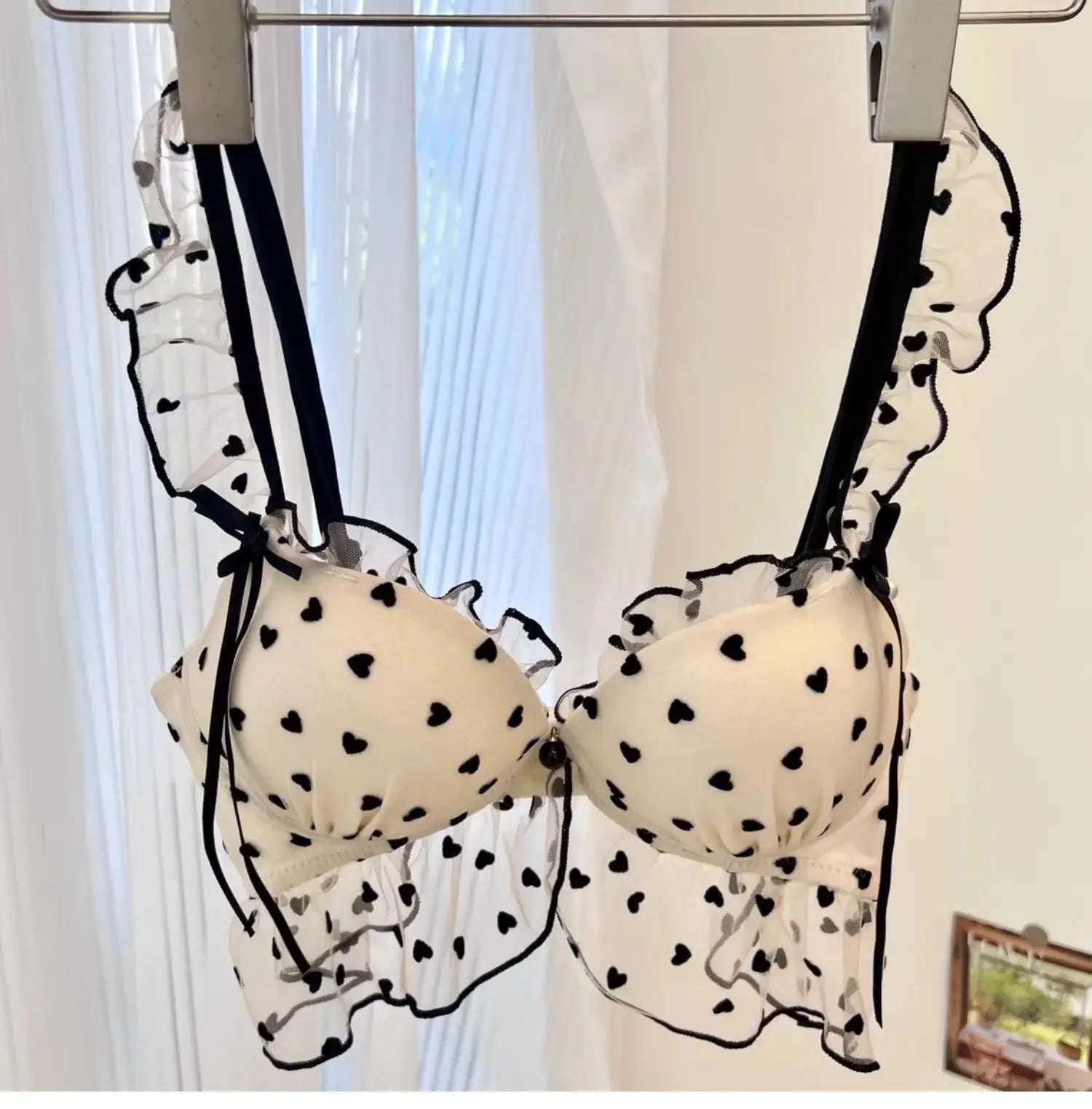 MOYISU Japanese Mesh No-wire lace Underwear set Women's small breasts gather sexy pure desire sweet bra cute bra Panty SET TUSHY