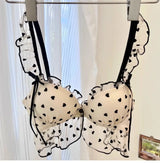 MOYISU Japanese Mesh No-wire lace Underwear set Women's small breasts gather sexy pure desire sweet bra cute bra Panty SET TUSHY