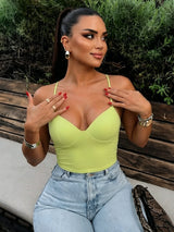 HXAO Sleeveless Crop Tops For Woman Corset Camisole Brown Top Women Bodycon Backless Sexy Tops With Straps Bustier Tank Tops