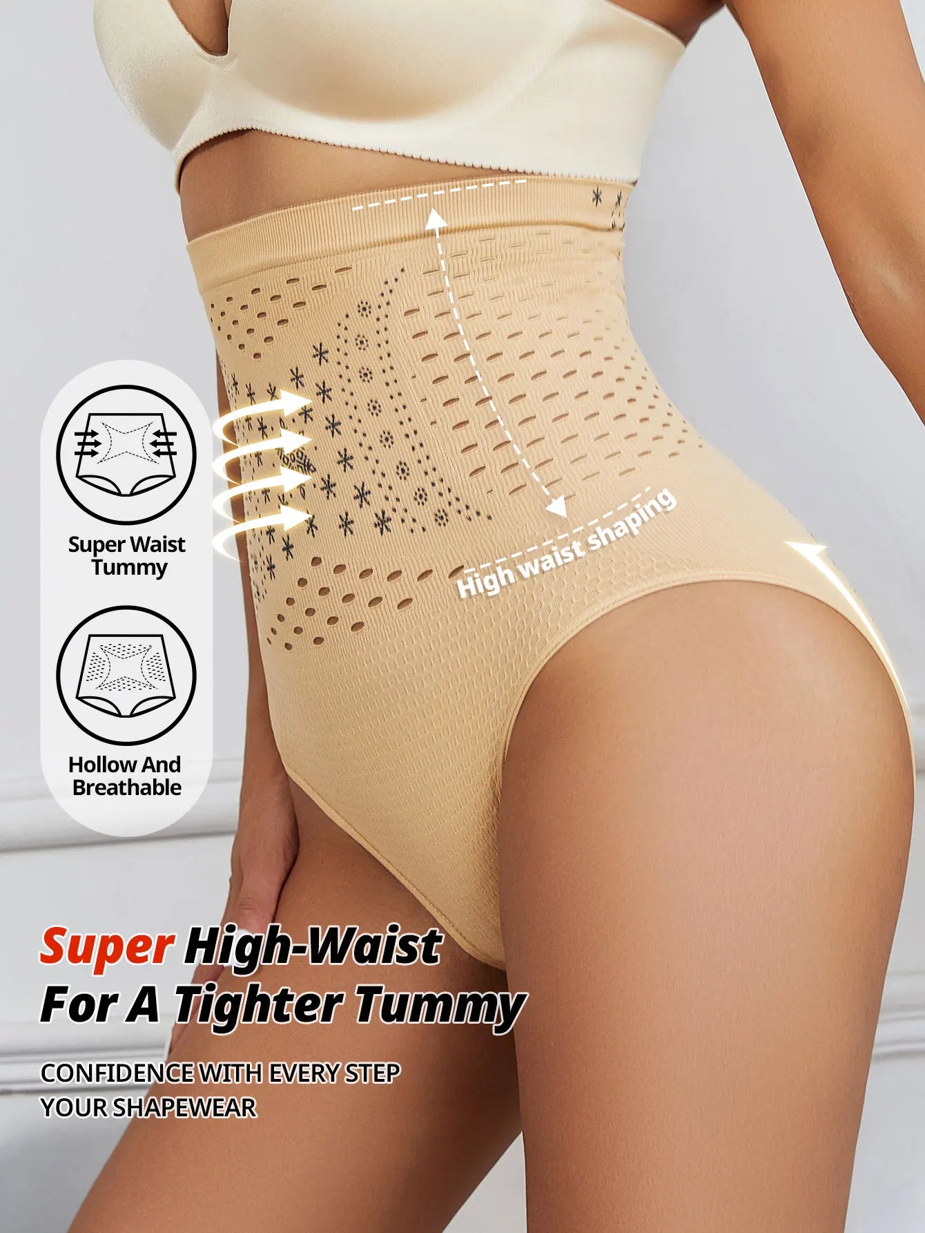 Seamless Restoration Shaper Brief Women Tummy Control Shapewear Hollow Out Fat Burning Slimming High Waist Underwear Panties