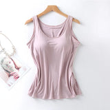 2026 Women's Vest Tops With Built In Bra Neck Vest Padded Slim Fit Tank Tops Sexy Shirts Feminino Casual Underlay shirt slimming