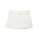 Women's Solid Color Skort with Belt Side Zipper Casual Shorts Skirts Fashionable And Stylish Women's Clothing