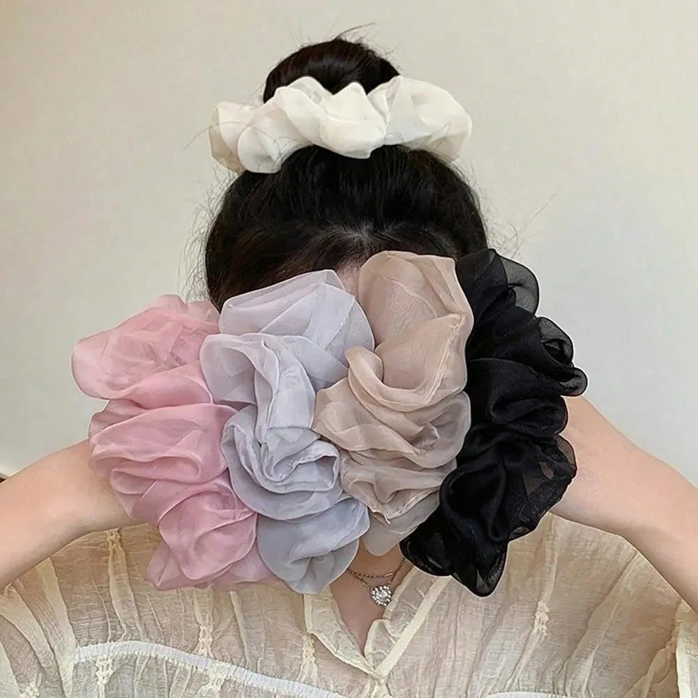 1/3/5pcs Large Mesh Hair Rope for Women Simple Fashiona Girl Hair Tie Hair Ring Simplicity High Ponytail Scrunchie