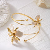 Bohemian Enamel Flower Cuff Bracelets for Women Fashion Gold Color Floral Upper Arm Open Bangle Beach Party Jewelry Gift