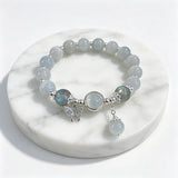 Dainty Blue Cats Eye Beaded Bracelet, Cute Butterfly Charm Elastic Hand Chain, Moonlight Opalite Stone Jewelry, Graduation Birthday Gift for Best Friend Teen