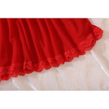 Sexy Bra And Garter Belt Lingerie Hot Red Babydoll Dress Erotic Women Exquisite 3-Piece Sets Thong Nightgown Set With Leg Rings