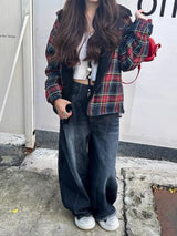 Stylish Chic Elegant Embroidered Patchwork Jeans Women Vintage Washed Draping Denim Straight Loose Fit Slimming Versatile Pants
