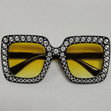 Diamond Oversized Sunglasses Big Square Frame Sunglasses UV400 Crystal Eyewear Retro Rhinestone Frames Eyeglasses