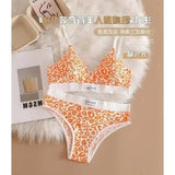 1/3/8Pcs Seamless Bra Set Low Waist Panties Leopard Bralette Sexy Lingerie Set Vneck Sport Brassiere Female Cotton Underwear Set