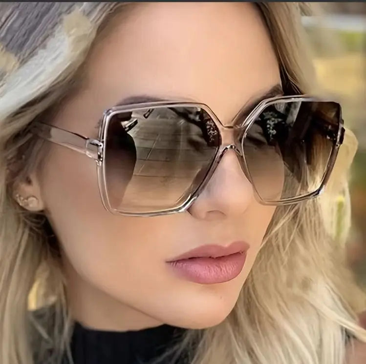 Brand Designer Fashion Oversized Sunglasses Women Plastic Female Big Frame Gradient Sun Glasses UV400 gafas de sol mujer