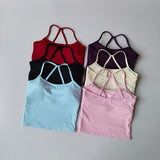 Seamless Nude Sports Bra Scrunch Push-up High Support Adjustable Thin Shoulder Strap Yoga Tank Top Women's Fitness Underwear Top
