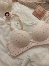 Teenage Sexy Lace Floral Bra Set Comfortable Non-steel Ring Beauty Back Small Breasts Gathered up Support Anti-Sagging Bra Set