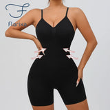 Flarixa Women's Low Back Seamless Bodysuit Tummy Control Hip Lifter Full Body Shaper Backless Shapewear Jumpsuit Slim Corset