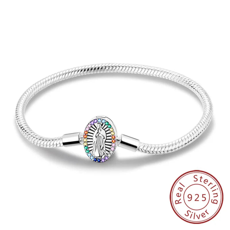 Bracelet Original 925 Sterling Silver Charm Bracelet 17-20CM Love Heart Pave Zirconia Bracelet for Women DIY Charm Jewelry Gifts