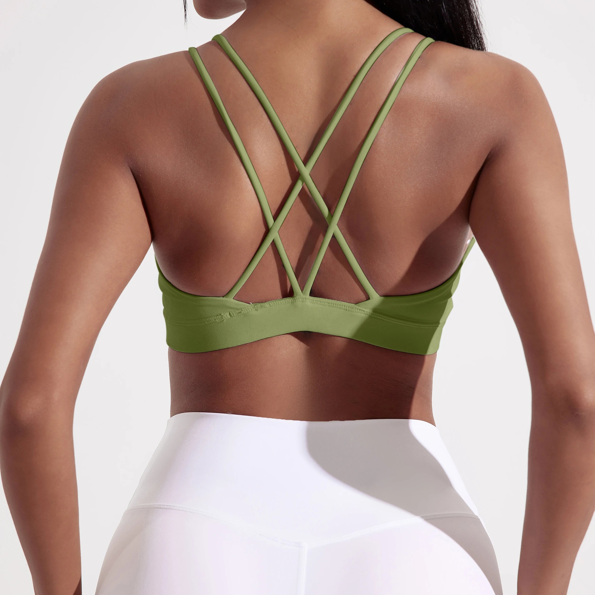 Solid Color Cross Fitness Bra Soft High Strength Women Tight Sport Top Comprehensive Training Gym Yoga Underwear With Chest Pad